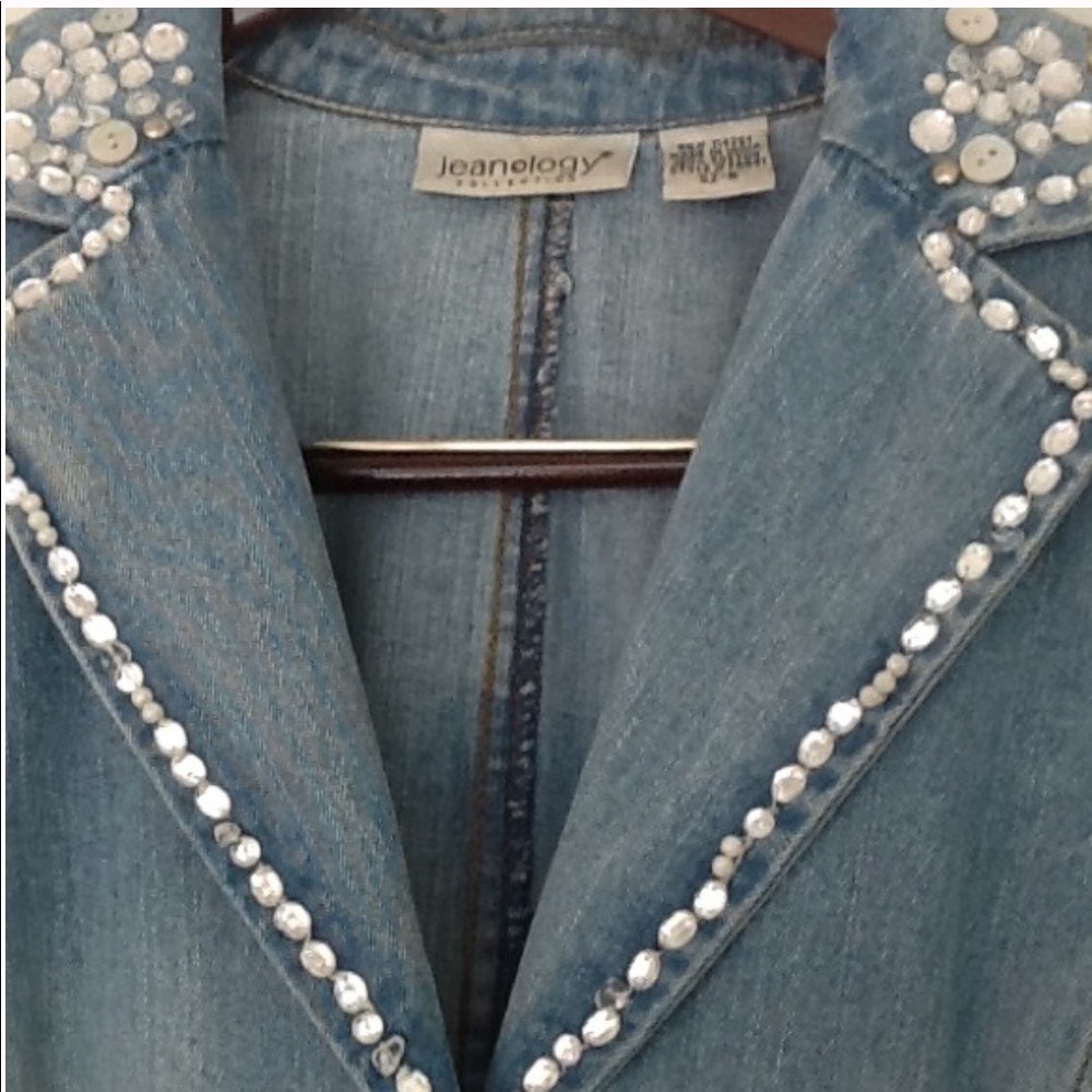 size 8 Jean Jacket with bead and rhinestones.